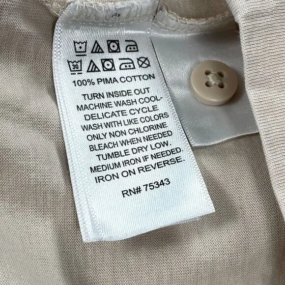 William Rast Henley T Shirt Pima Cotton Vintage Wash Mens Medium Beige - Picture 6 of 9